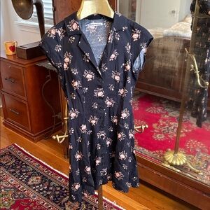 Reformation black roses mini dress